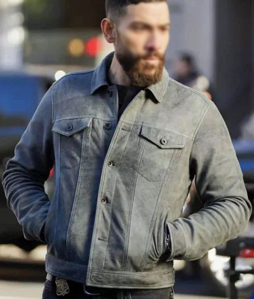 Billy Mens Buttoned Grey Leather Jacket