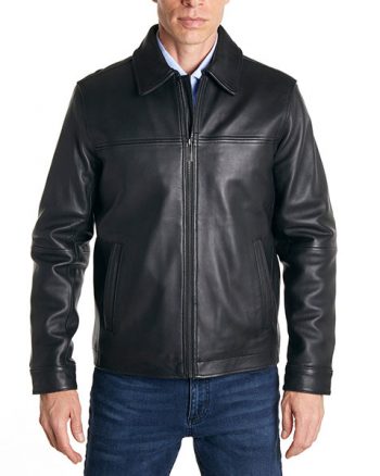 Classic Mens Black Real Leather Jacket
