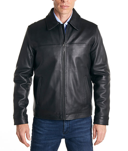 Classic Mens Black Real Leather Jacket
