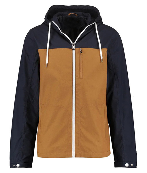 Hooded Style Mens Blue & Brown Cotton Jacket