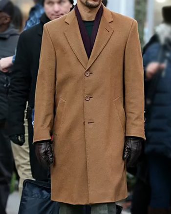 Larry Mens Brown Long Wool Blend Coat