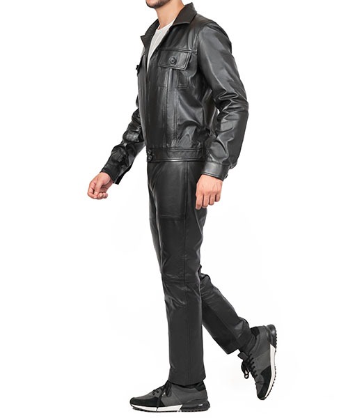 Mens Elvis Black Leather Jumpsuit