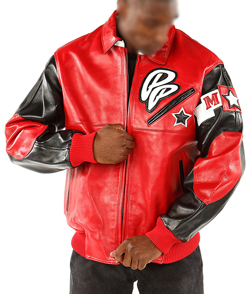 Mens Red Pelle Pelle leather Jacket