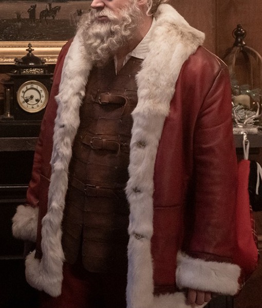 Mens Red Santa Leather Jacket