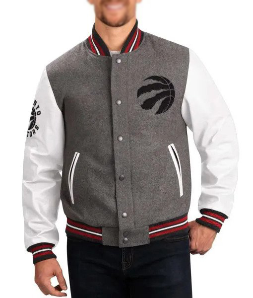 Mens Toronto Raptors Grey Varsity Jacket