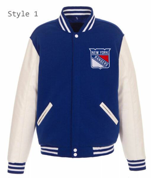 New York Rangers Blue Varsity Jacket-2