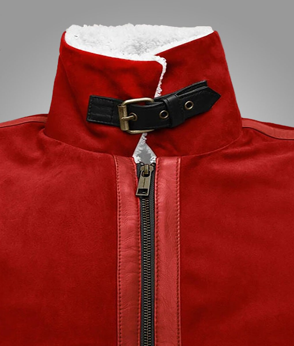 Spirited Ryan Reynolds Red Shearling Jacket (1)