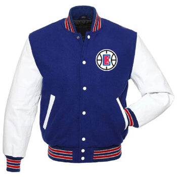 Adam Mens LA Clippers Blue and White Varsity Jacket