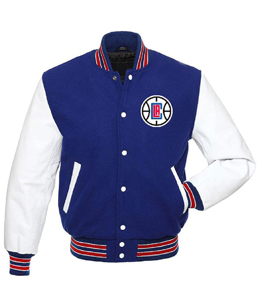 Adam Mens LA Clippers Blue and White Varsity Jacket