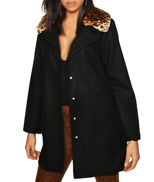 Della Womens Black Wool Coat