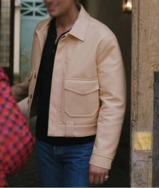 Gabriel Mens Beige Real Leather Jacket