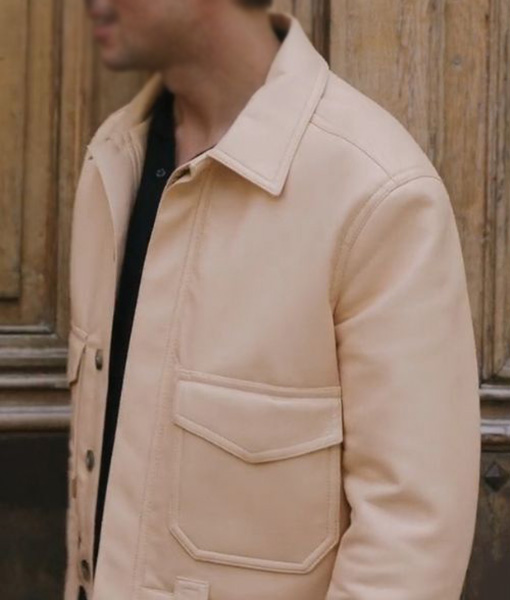 Gabriel Mens Beige Real Leather Jacket