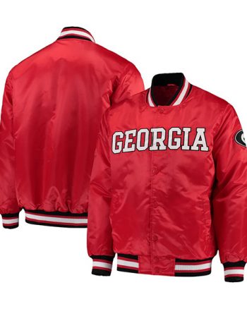 Georgia Red Satin Bomber Jacket