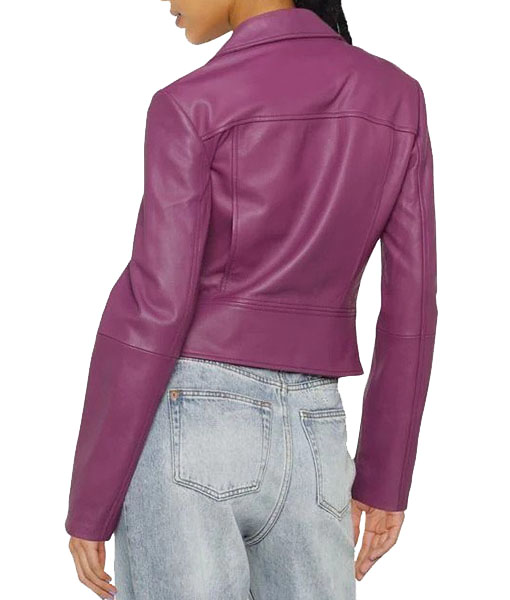Jenny Womens Purple Bikers Leather Jacket