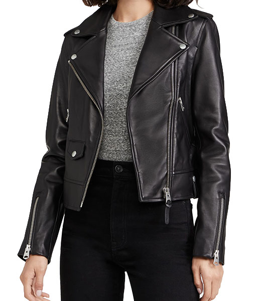 Kate Womens Black Bikers Leather Jacket (3)