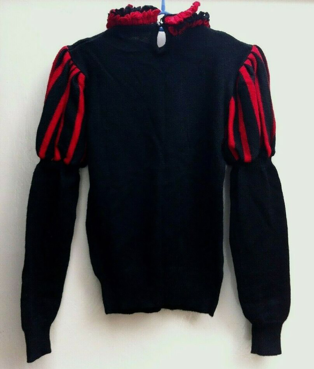 Leilani Womens Black Red Woolen Sweater