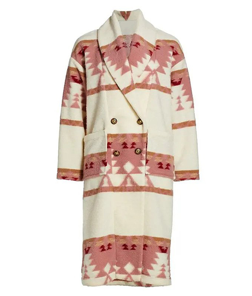 Marilyn Pink and White Wool Blend Coat