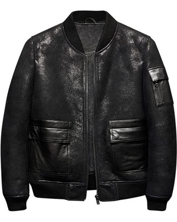 Men's Black Flight Bomber Leather Jacket