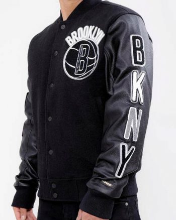 Mens Brooklyn Black Varsity Jacket