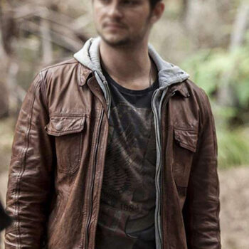 Nathan Mens Brown Hooded Leather Jacket