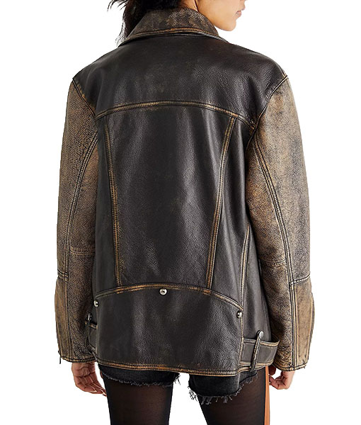Nicky Womnes Brown Belted Leather Jacket