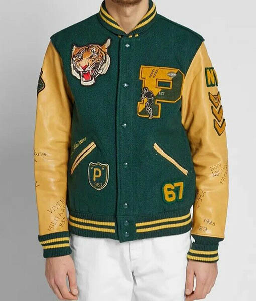 RL Tiger Mens Green Varsity Jacket