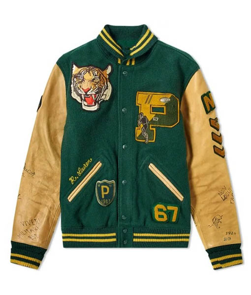 RL Tiger Mens Green Varsity Jacket