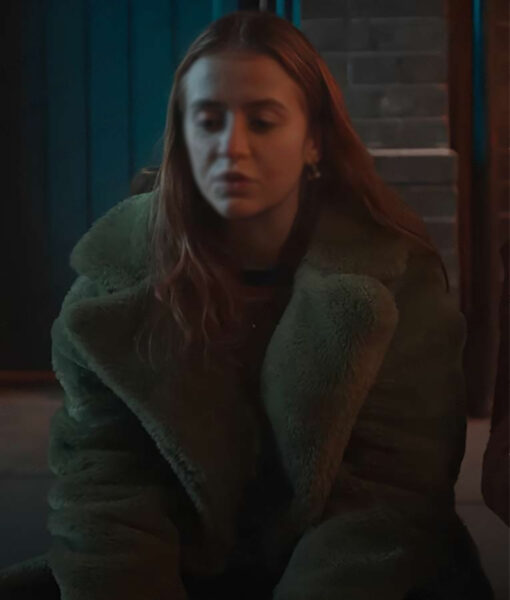 Savannah Womens Green Fur Trench Coat