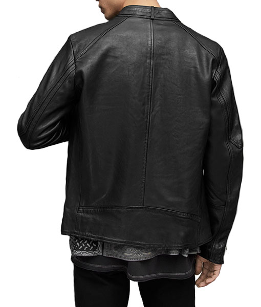 William Mens Black Biker Leather Jacket