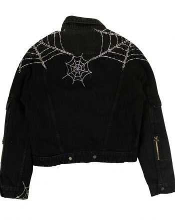 Womens Spider Web Black Denim Jacket