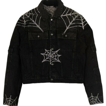 Womens Spider Web Black Denim Jacket