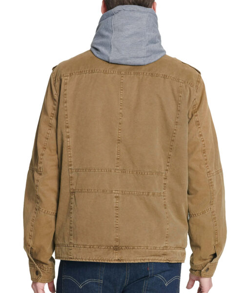 Adam Mens Cotton Brown Hooded Jacket