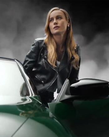 Brie Larson Black Crop Leather Jacket