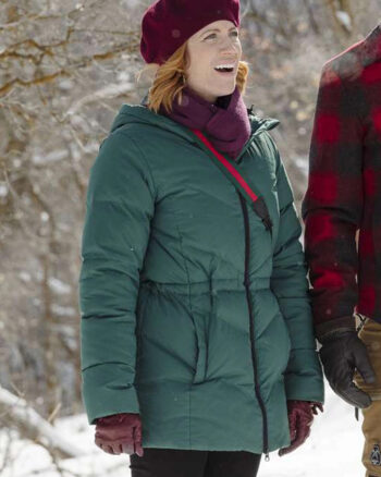 Brittany Snow Womens Green Puffer Jacket