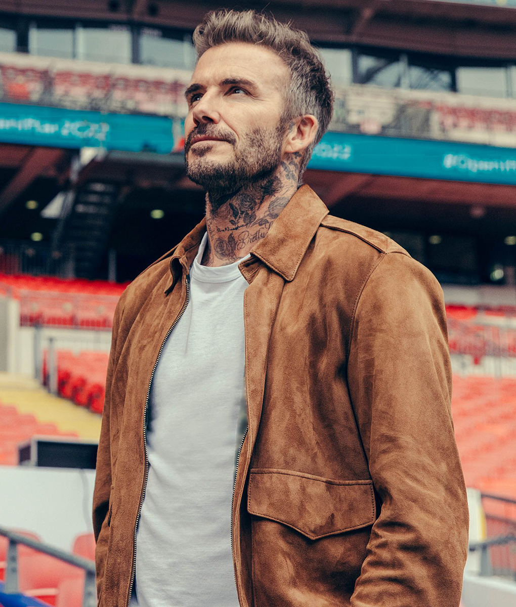 David Beckham Mens Brown Suede Jacket