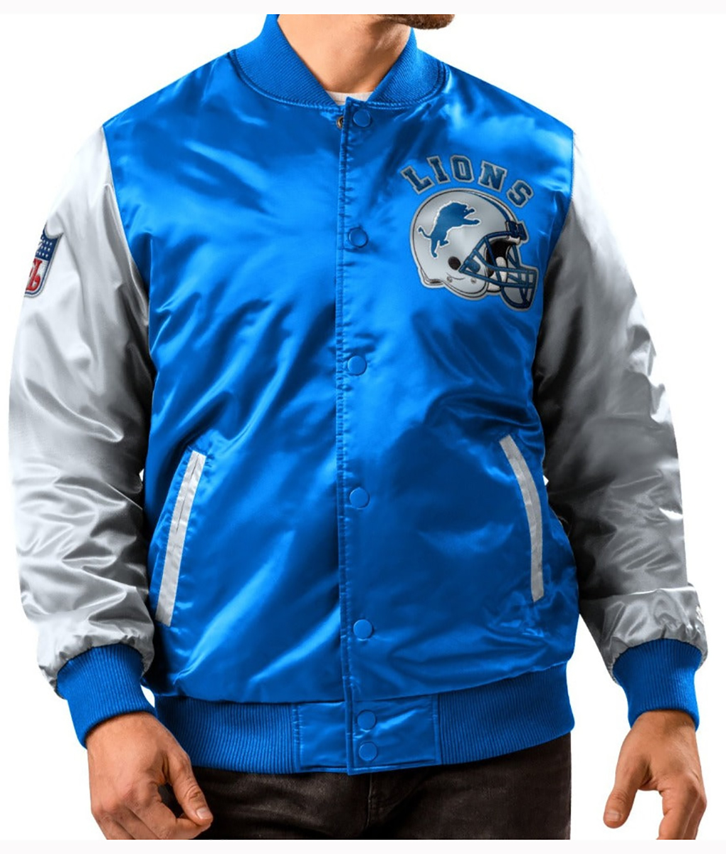Detroit Lions Blue Grey Varsity Jacket