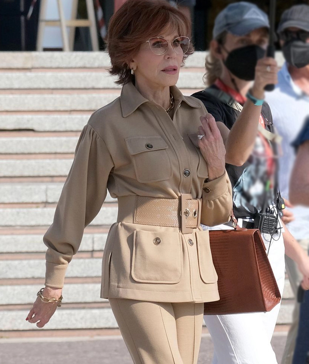 Jane Fonda Womens Brown Wool Jacket
