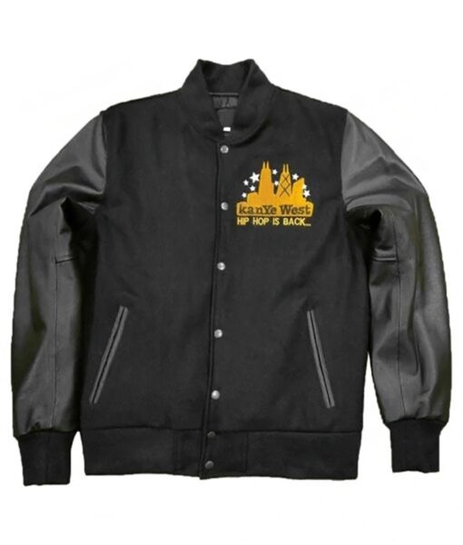 Kanye West College Dropout Black Varsity Jacket-1