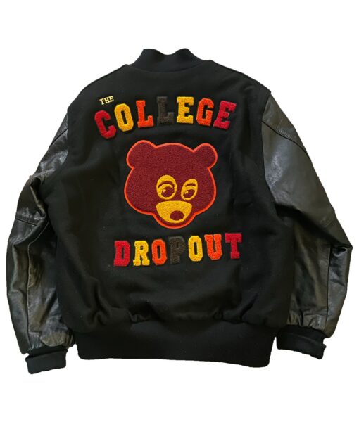 Kanye West College Dropout Black Varsity Jacket-2