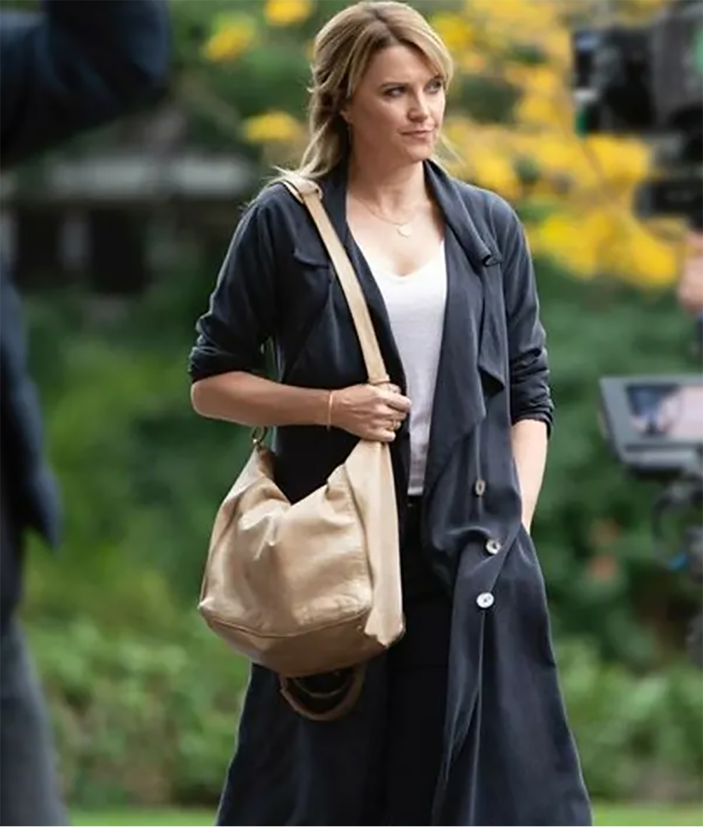 Lucy Lawless Black Cotton Trench Coat