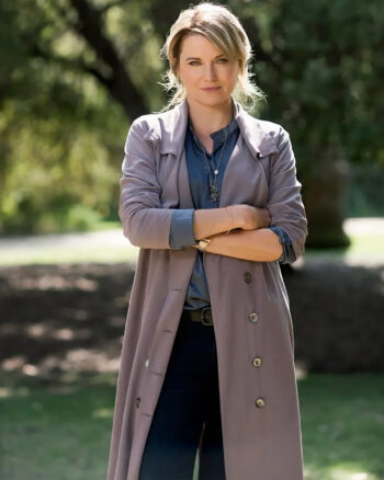 Lucy Lawless Mauve Cotton Trench Coat