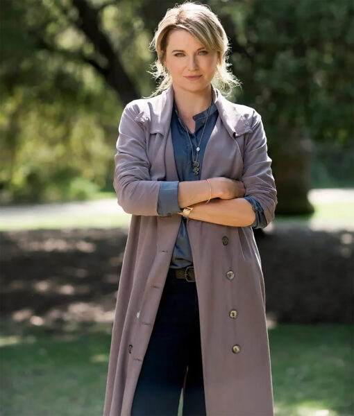 Lucy Lawless Mauve Cotton Trench Coat