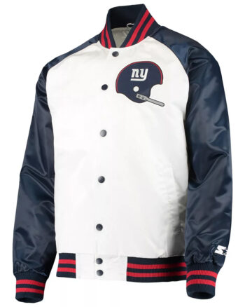 Mens White Blue NY Varsity Jacket