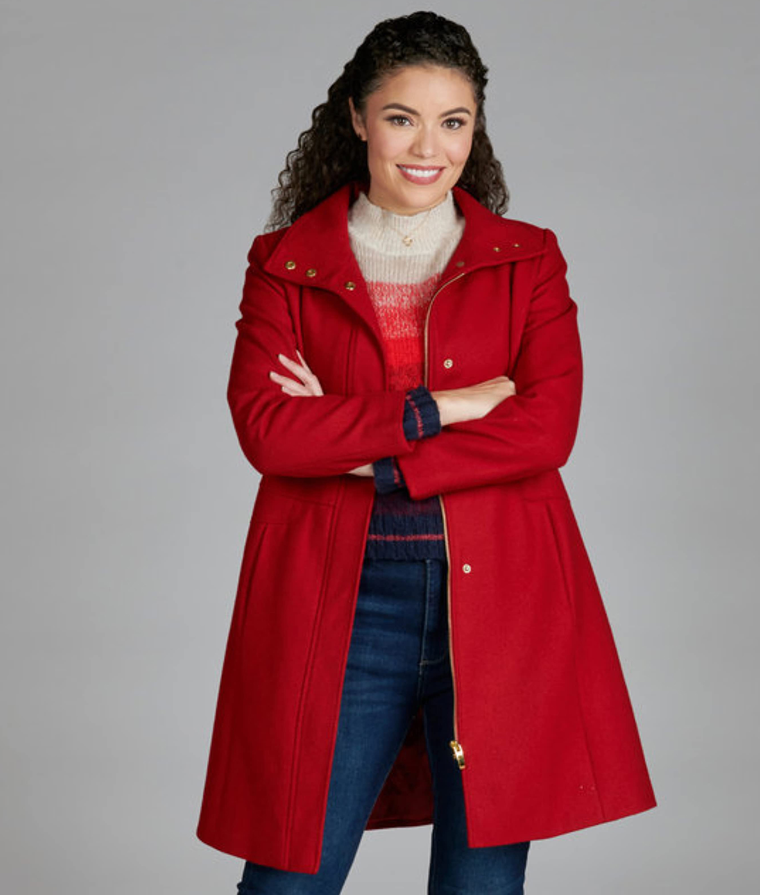 Olivia Valentine womens Red Wool Coat