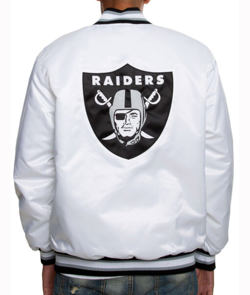 Raiders Mens Satin White Jacket