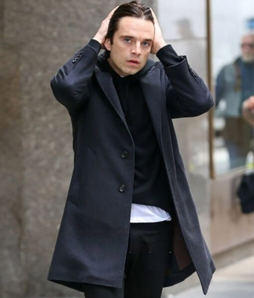 Sebastian Stan Grey Wool Coat