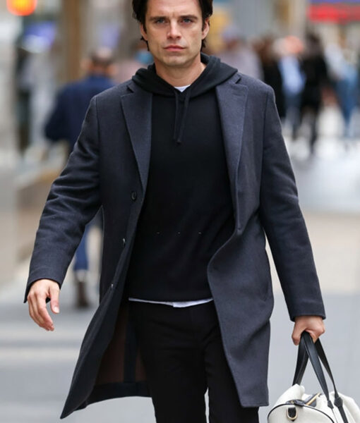 Sebastian Stan Grey Wool Coat