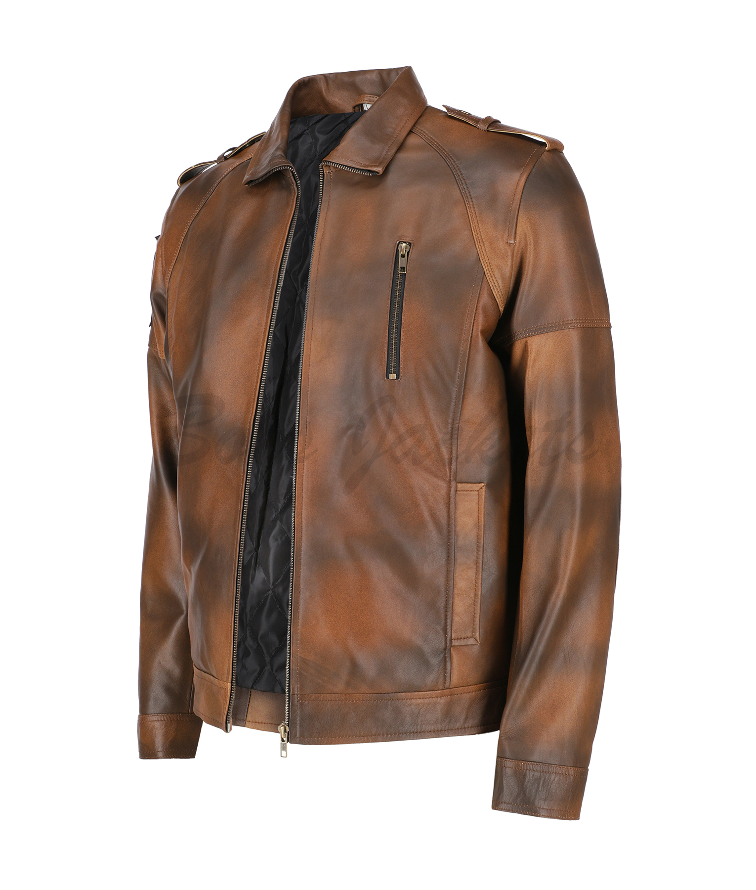 Tom Division Mens Brown Leather Jacket