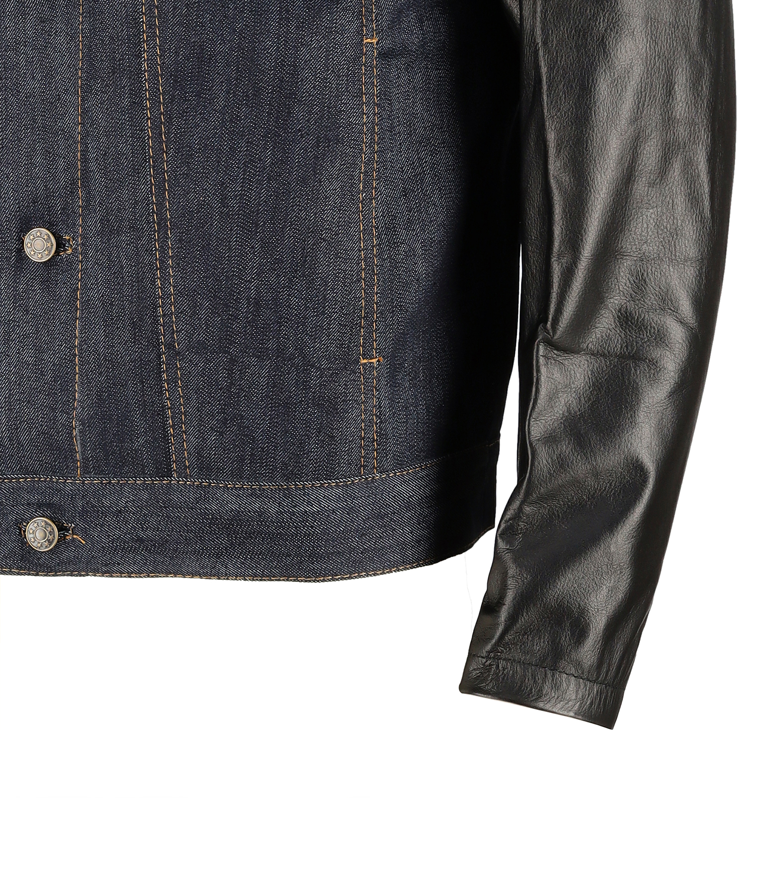 Men’s Denim Jacket with Leather Sleeves