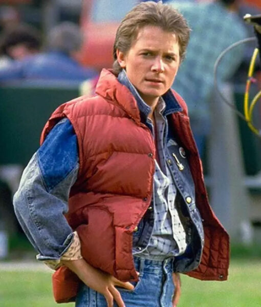 Michael J. Fox Back to the Future Marty Mcfly Red Vest